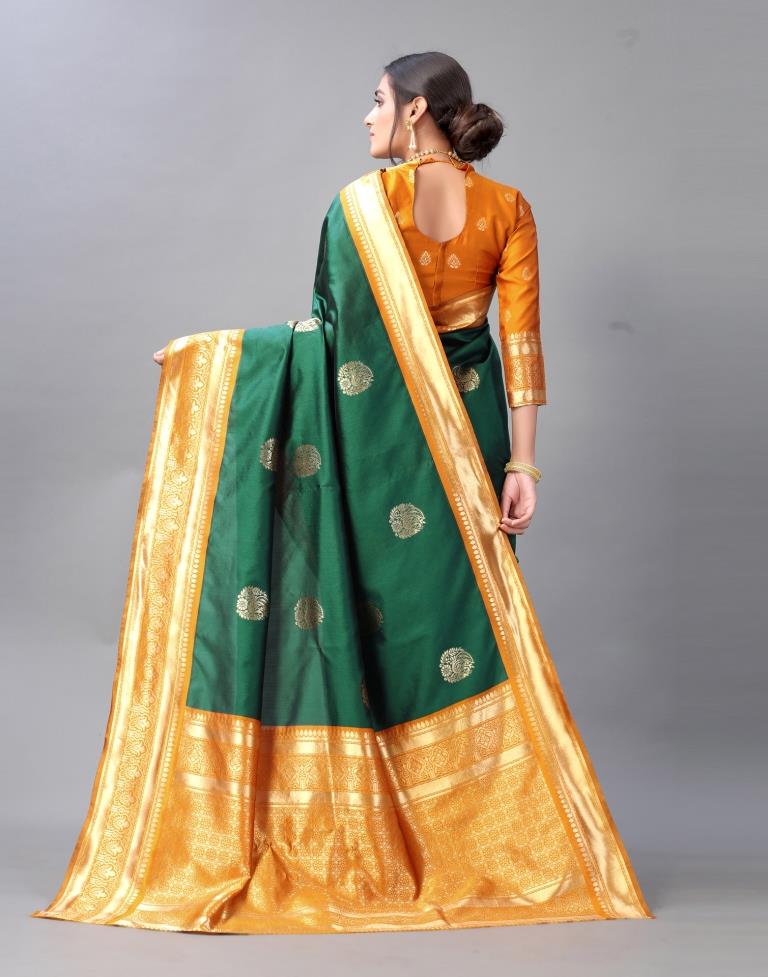 Bottle Green Silk Saree | Sudathi