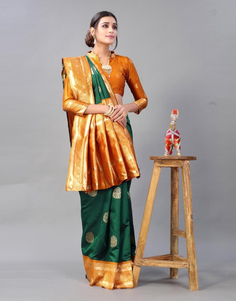 Bottle Green Silk Saree | Sudathi