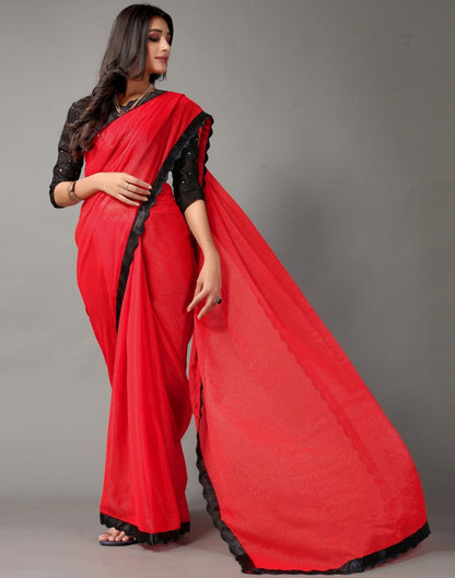 Red Chiffon Saree | Sudathi