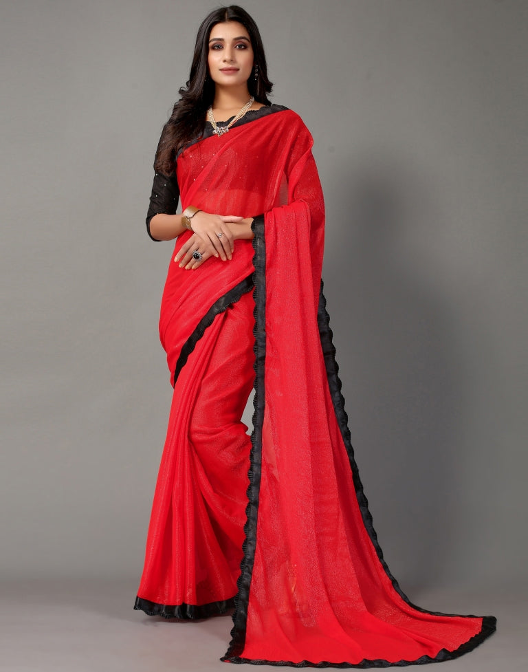 Red Chiffon Saree | Sudathi