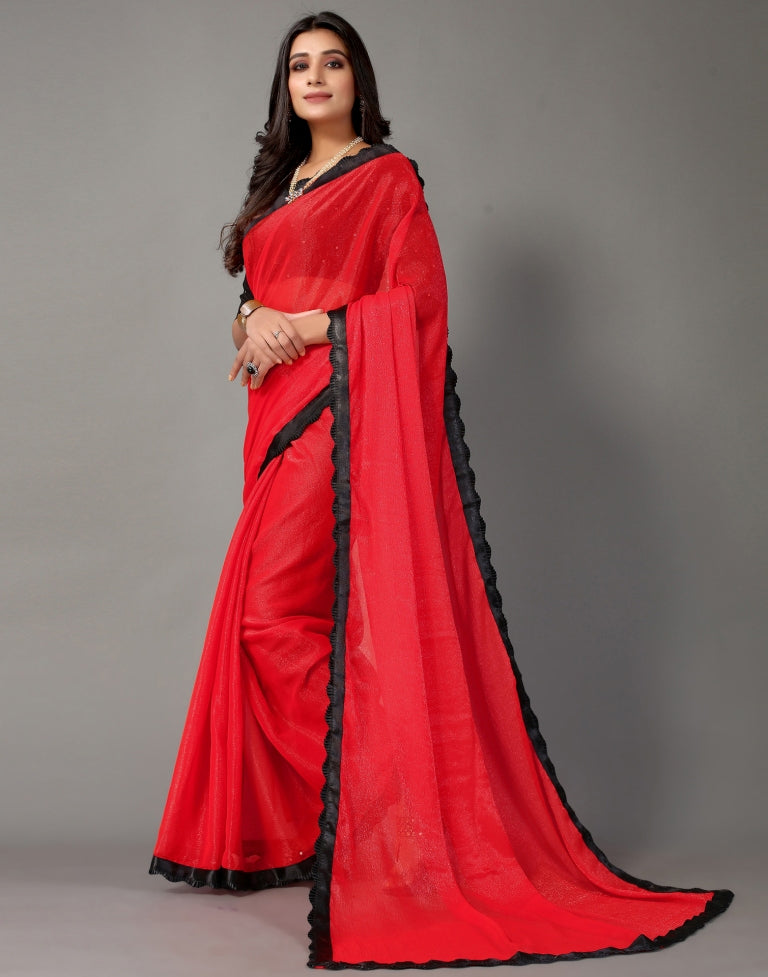 Red Chiffon Saree | Sudathi
