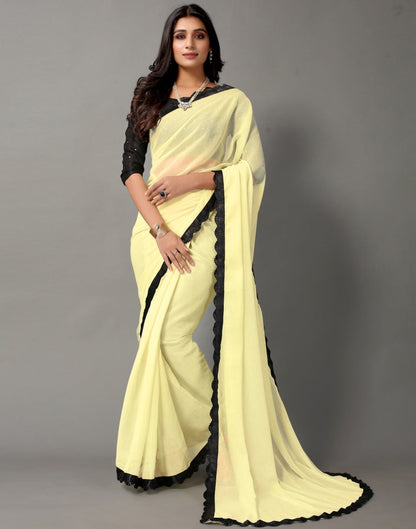 Light Yellow Chiffon Saree | Sudathi