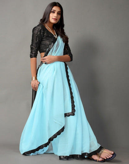 Light Blue Chiffon Saree | Sudathi