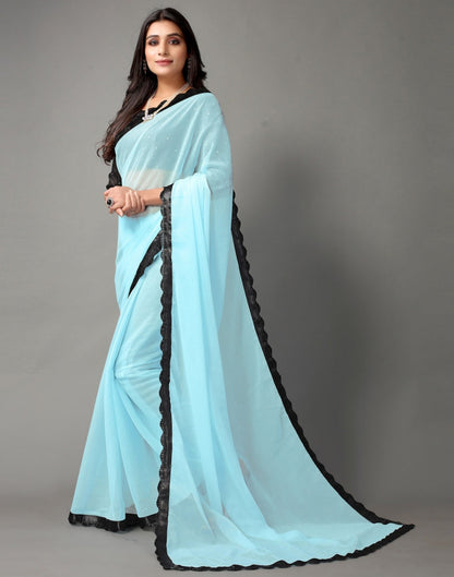 Light Blue Chiffon Saree | Sudathi