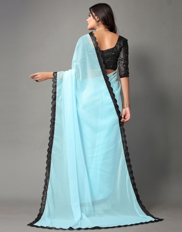 Light Blue Chiffon Saree | Sudathi