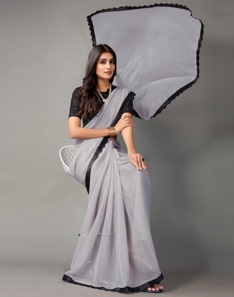Grey Chiffon Saree | Sudathi