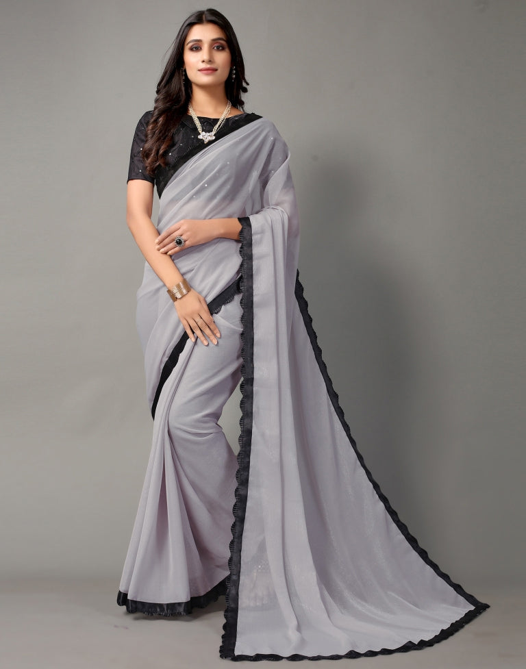 Grey Chiffon Saree | Sudathi