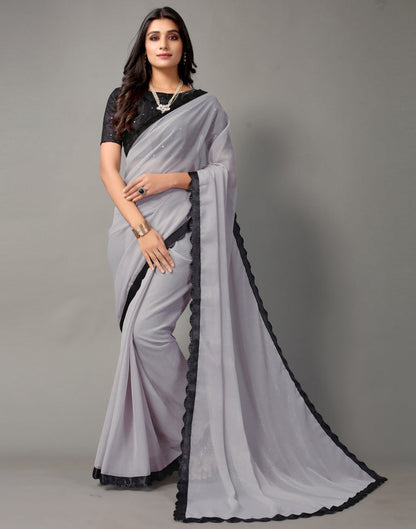 Grey Chiffon Saree | Sudathi