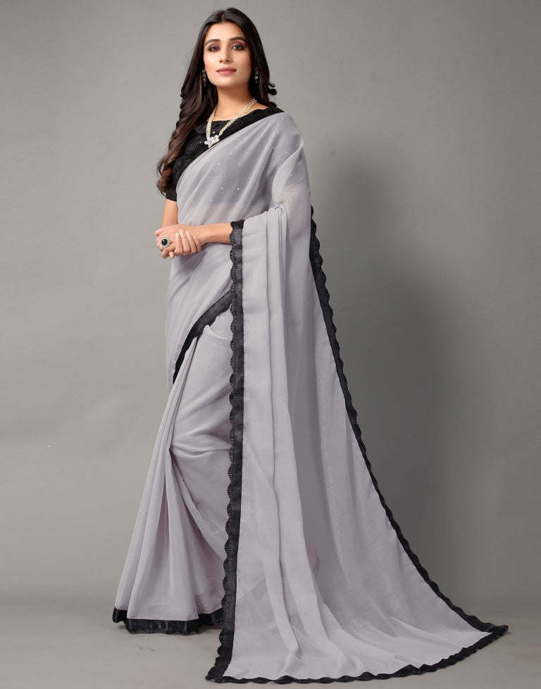 Grey Chiffon Saree | Sudathi