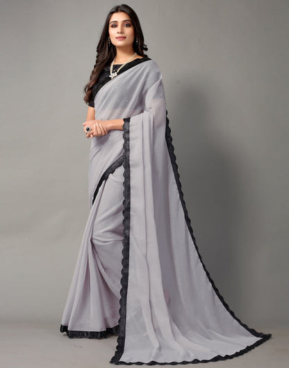 Grey Chiffon Saree | Sudathi