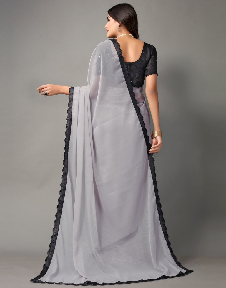 Grey Chiffon Saree | Sudathi