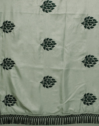 Greenish Grey Embroidered Saree | Sudathi