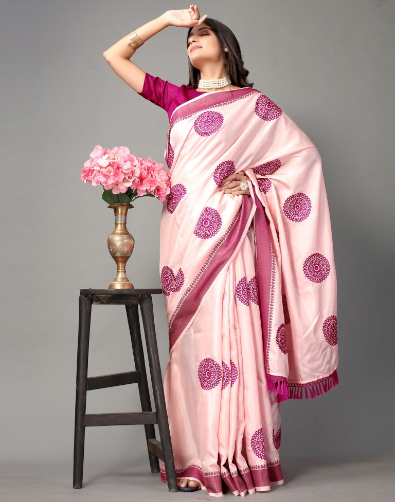 Light Pink Embroidered Saree | Sudathi