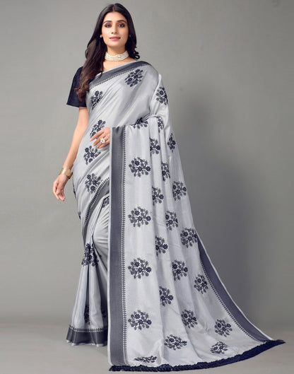 Grey Embroidered Saree | Sudathi