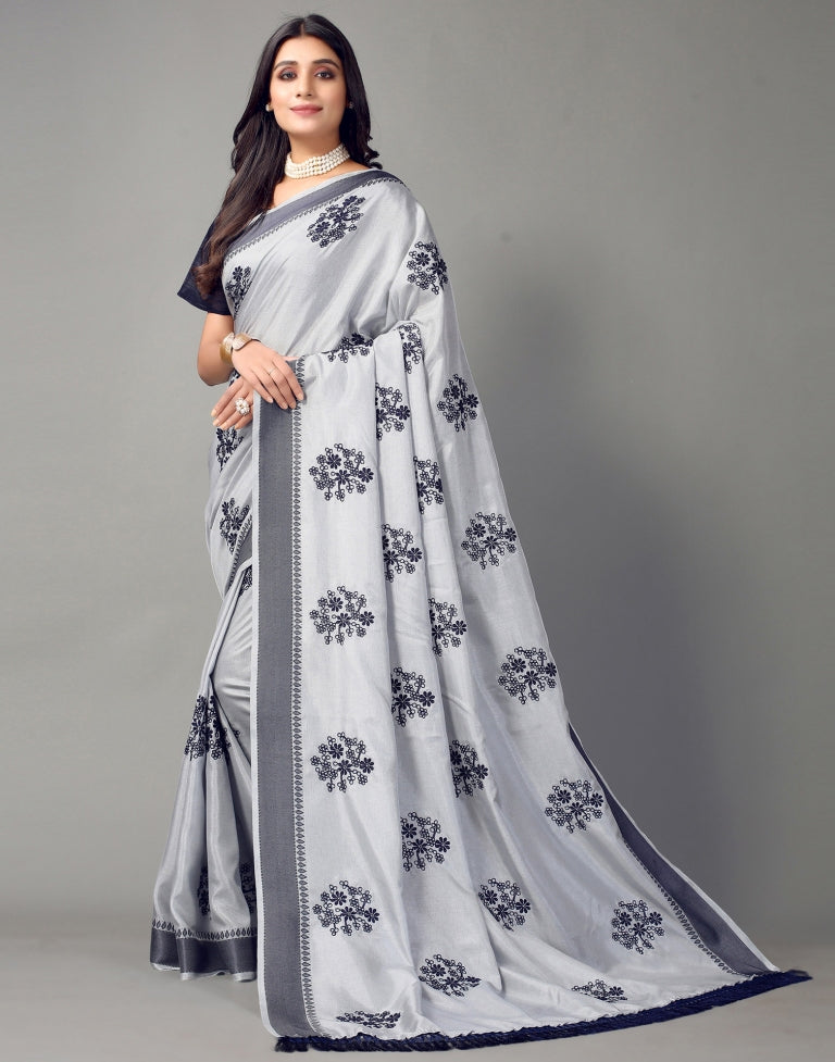 Grey Embroidered Saree | Sudathi