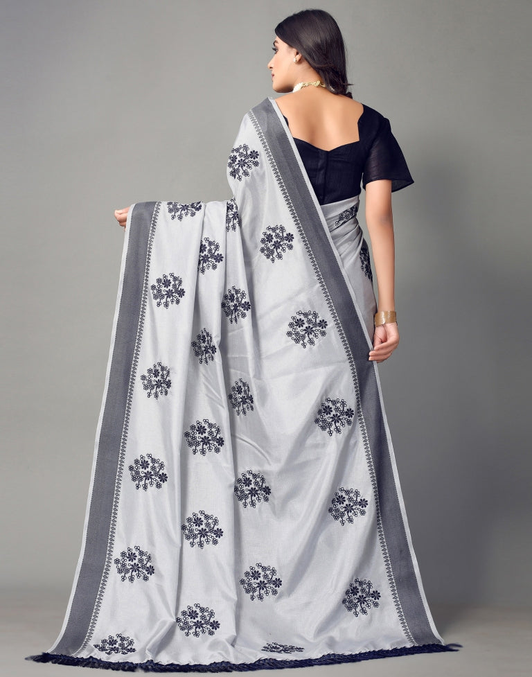Grey Embroidered Saree | Sudathi
