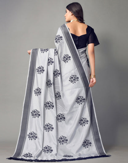 Grey Embroidered Saree | Sudathi