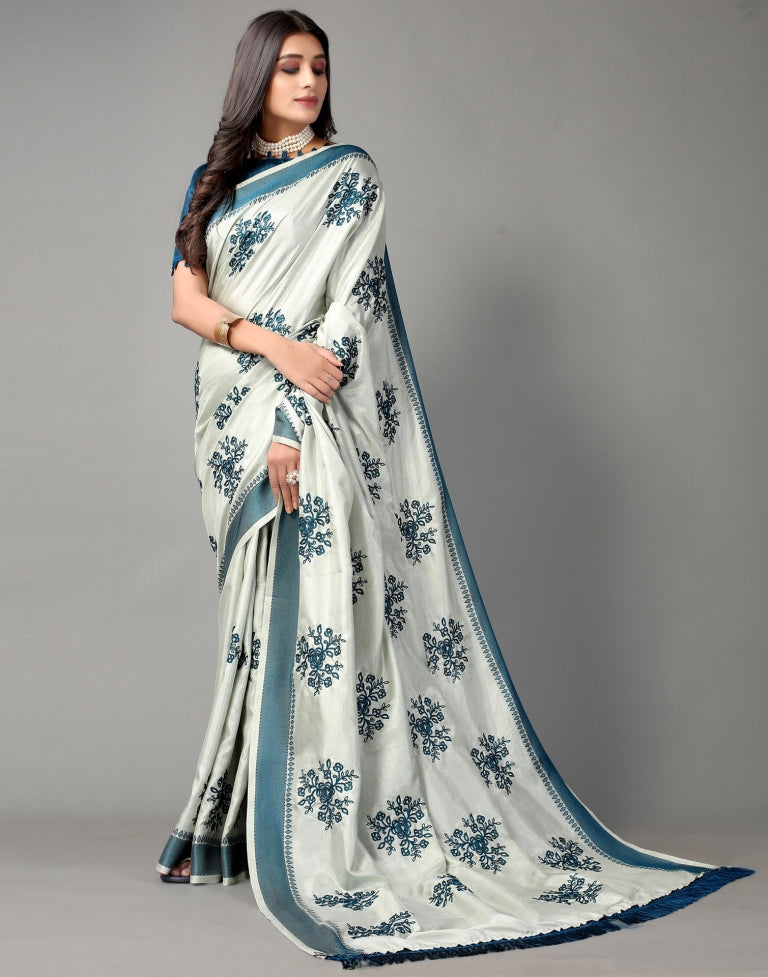 Harbor Grey Embroidered Saree | Sudathi