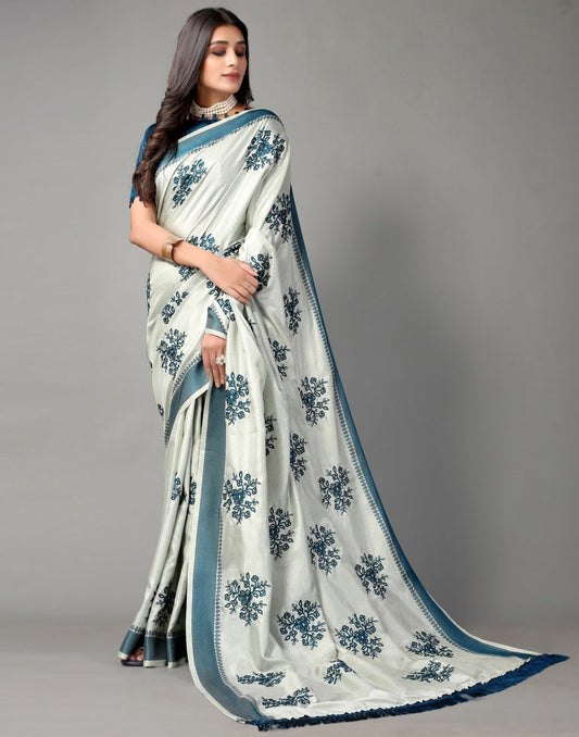 Harbor Grey Embroidered Saree | Sudathi