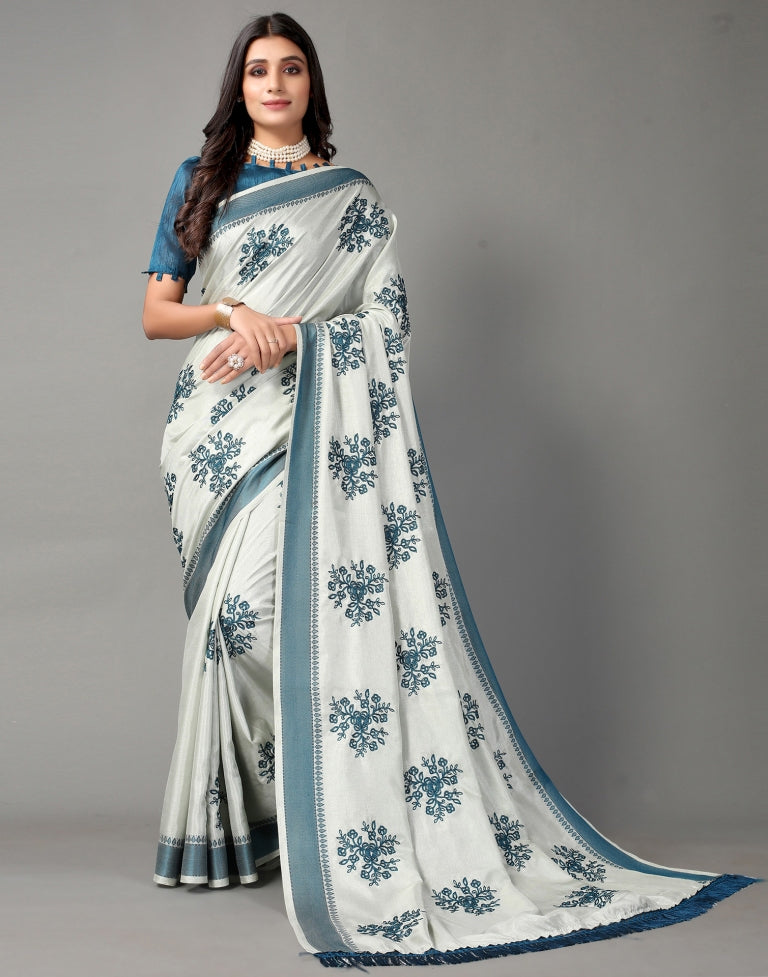 Harbor Grey Embroidered Saree | Sudathi