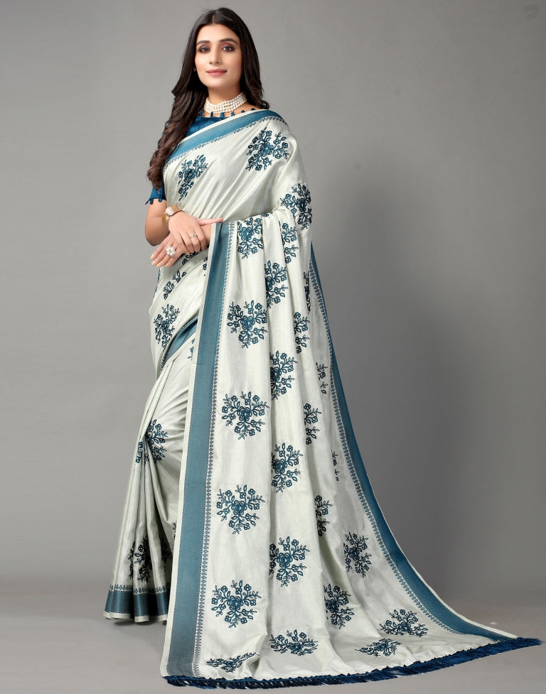 Harbor Grey Embroidered Saree | Sudathi