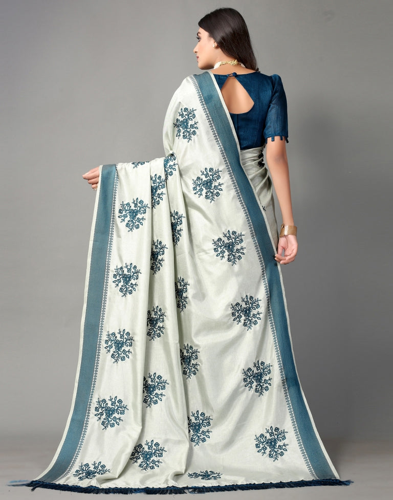 Harbor Grey Embroidered Saree | Sudathi