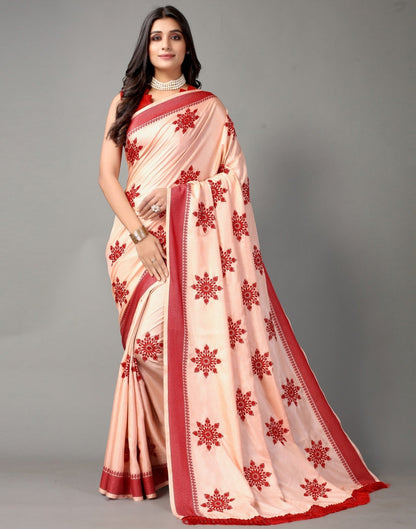 Light Red Embroidered Saree | Sudathi