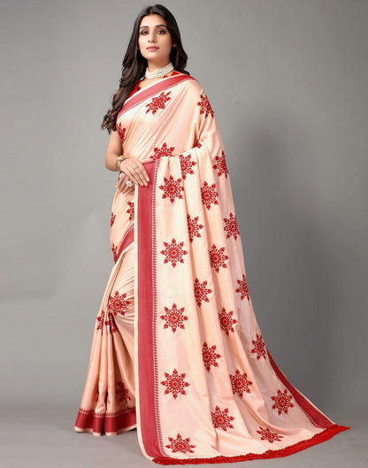 Light Red Embroidered Saree | Sudathi