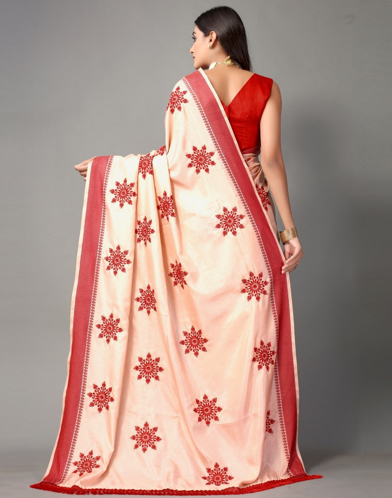 Light Red Embroidered Saree | Sudathi
