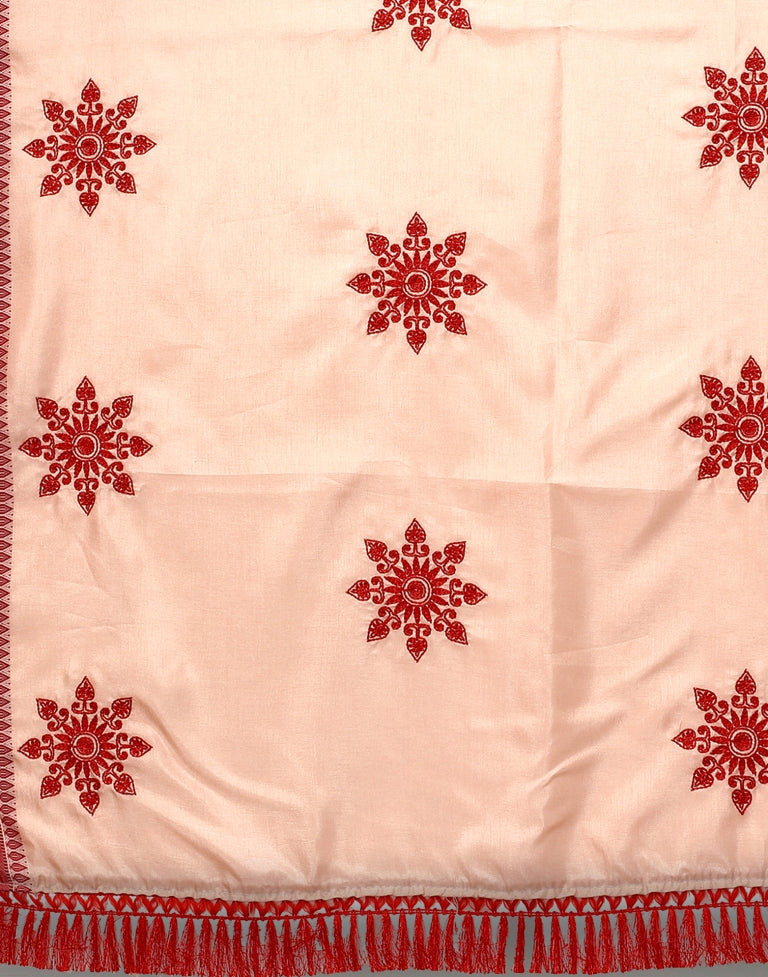 Light Red Embroidered Saree | Sudathi