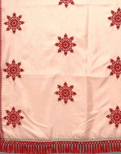 Light Red Embroidered Saree | Sudathi