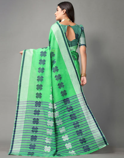 Parrot Green Cotton Saree | Sudathi