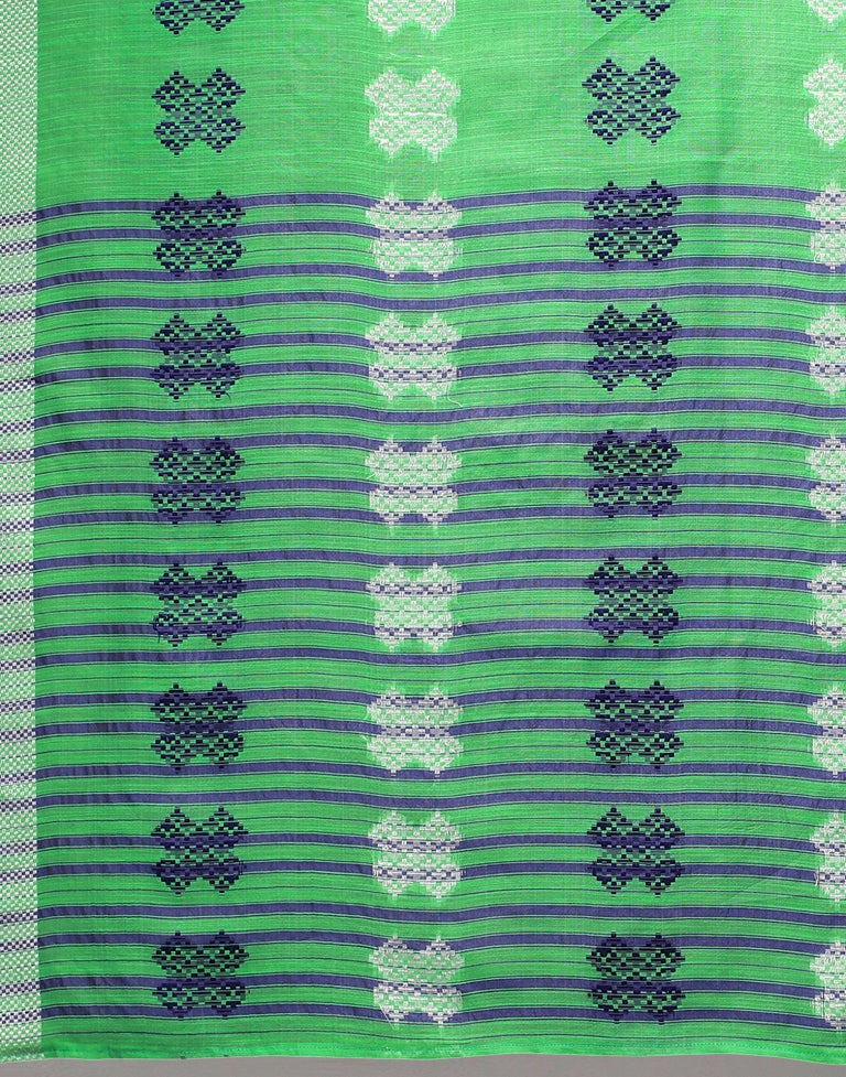 Parrot Green Cotton Saree | Sudathi