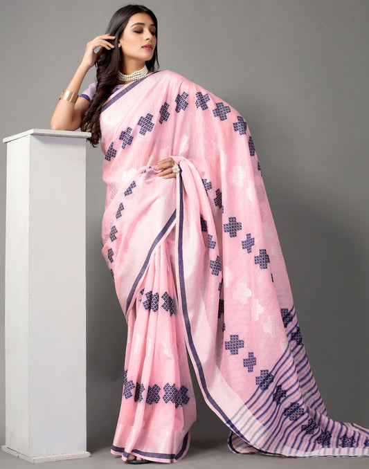 Light Pink Cotton Saree | Sudathi