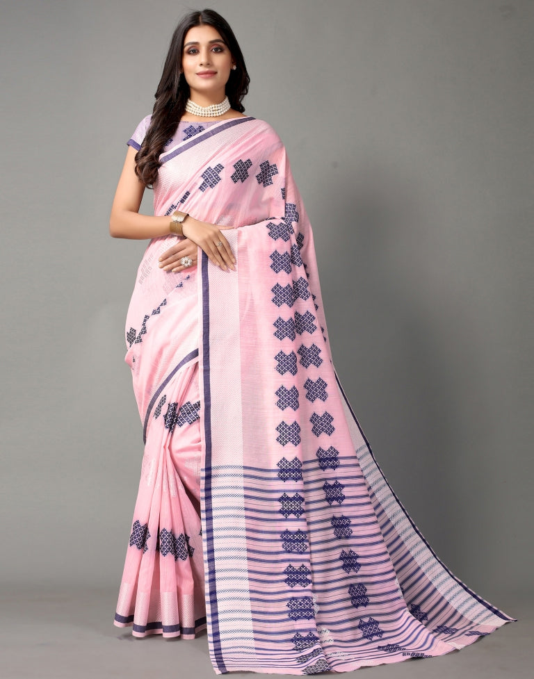 Light Pink Cotton Saree | Sudathi