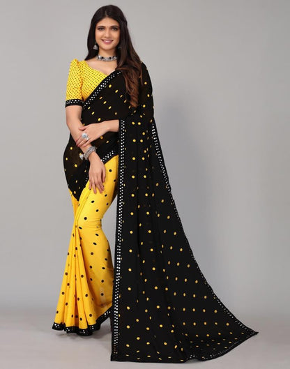 Yellow Printed Georgette Saree