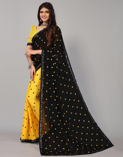 Yellow Printed Georgette Saree