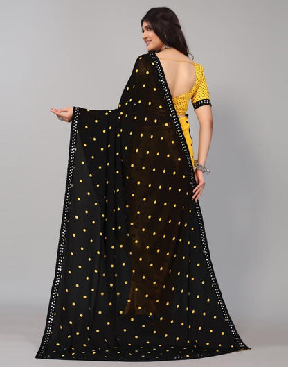 Yellow Printed Georgette Saree