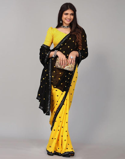 Yellow Printed Georgette Saree