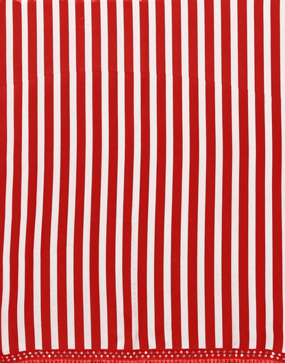 Red And White Printed Saree | Sudathi
