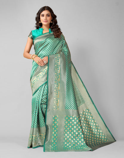 Rama And Golden Silk Saree | Sudathi