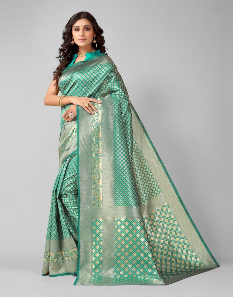Rama And Golden Silk Saree | Sudathi