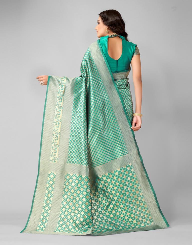 Rama And Golden Silk Saree | Sudathi