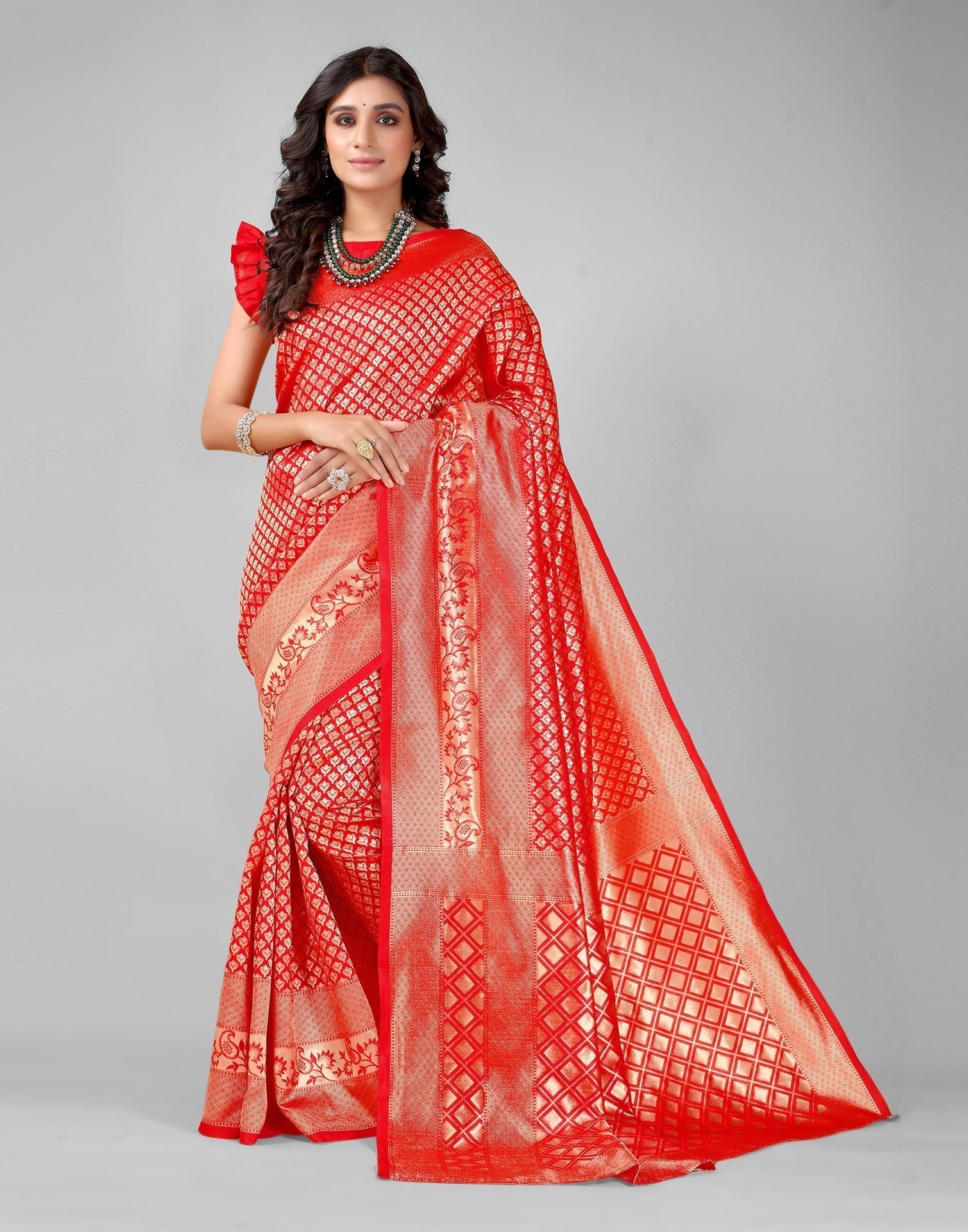 Red And Golden Silk Saree | Sudathi