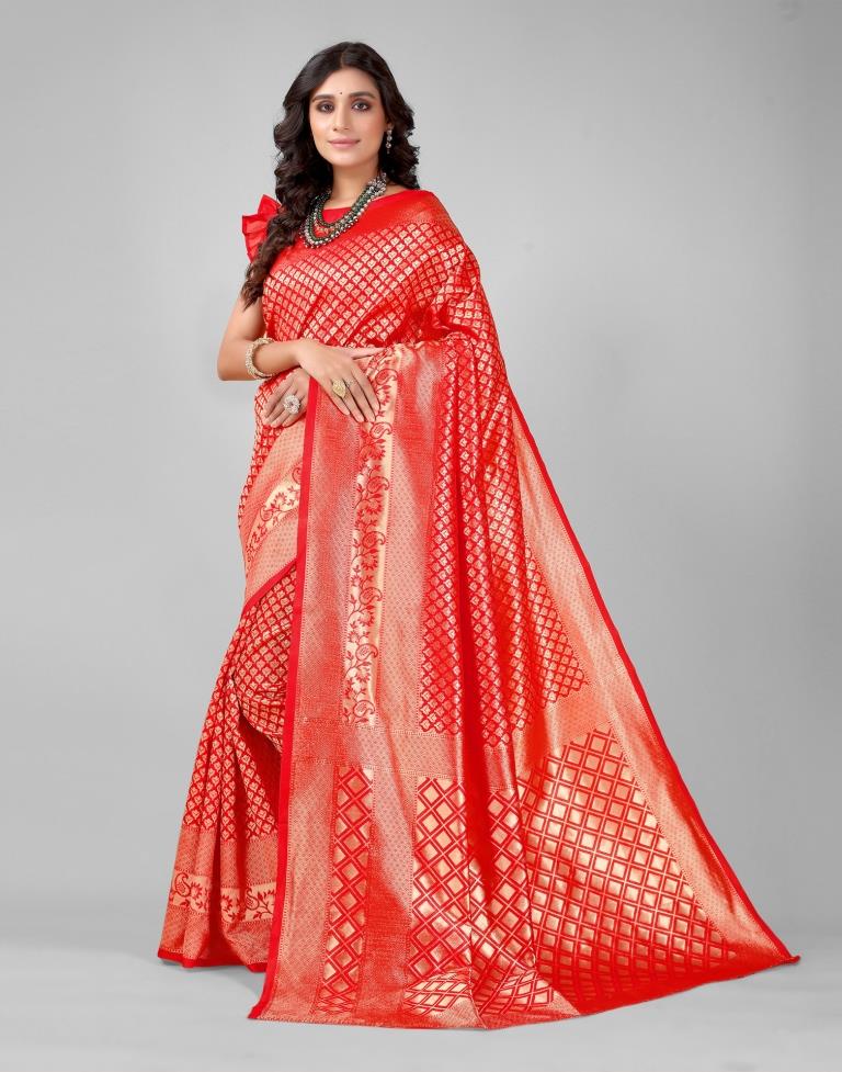 Red And Golden Silk Saree | Sudathi