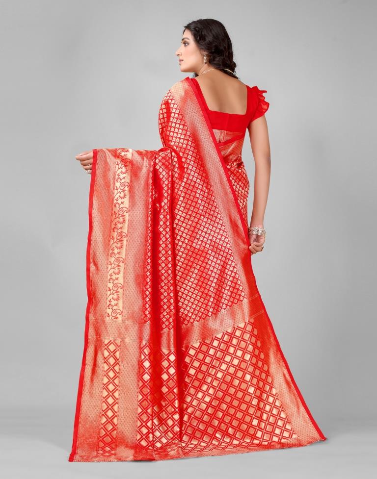 Red And Golden Silk Saree | Sudathi
