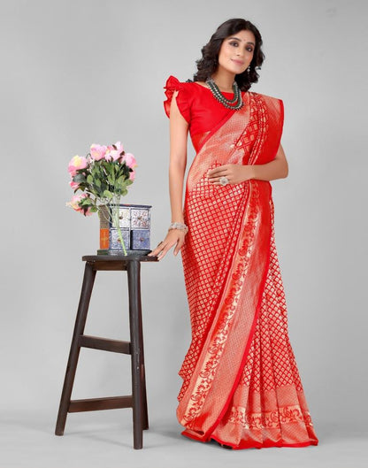 Red And Golden Silk Saree | Sudathi