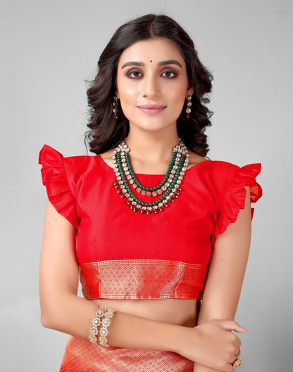 Red And Golden Silk Saree | Sudathi