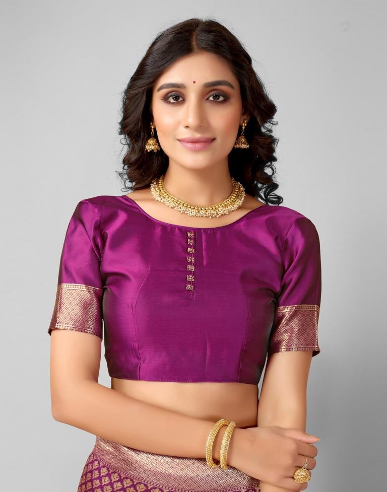 Wine And Golden Silk Saree | Sudathi