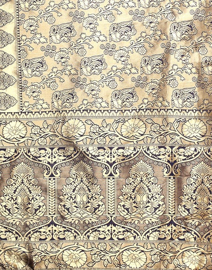 Navy Blue And Golden Silk Saree | Sudathi